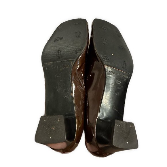 Banana Republic Italy Chocolate Brown Patent Leather Low Block Heel Loafers 6.5 - Picture 4 of 7